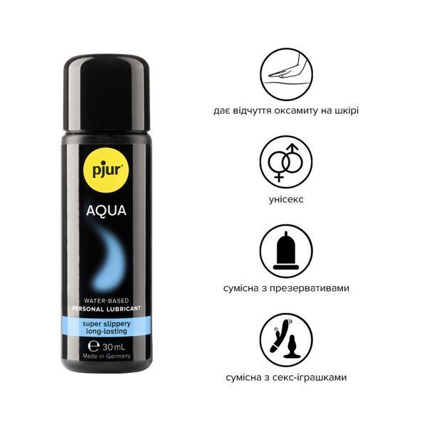 Лубрикант на водній основі pjur Aqua 30 мл, ефект оксамитової шкіри без прилипання 131 фото