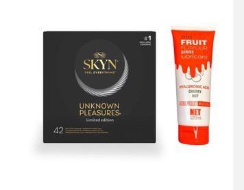 Коробка SKYN Unknown Pleasures 42 шт + лубрикант Olo Fruit зі смаками 120 мл. 4125 фото