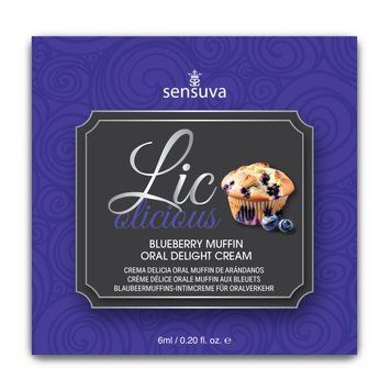 Пробник гелю для мінету Sensuva Lic-o-licious Blueberry Muffin (6 мл), оліїстий, без цукру 429 фото