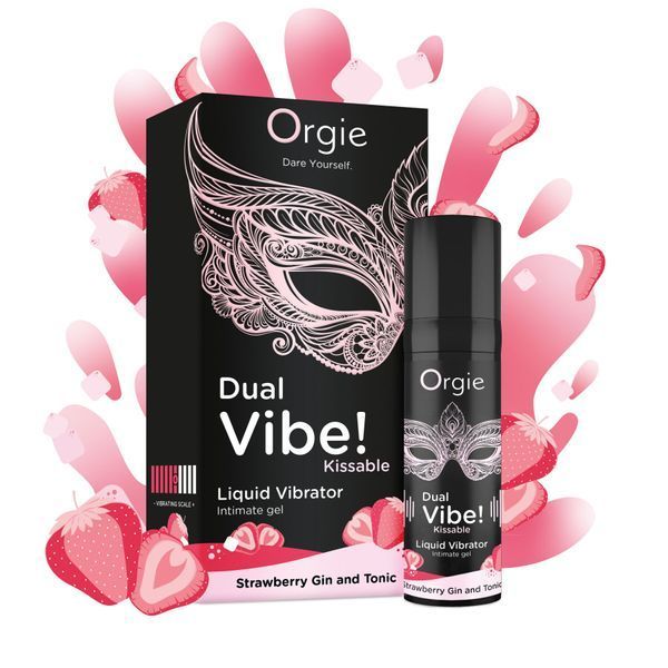Рідкий вібратор Orgie Dual Vibe! Strawberry Gin & Tonic Kissable Полуниця і джинтонік Liquid Vibrator, 15 мл 326 фото