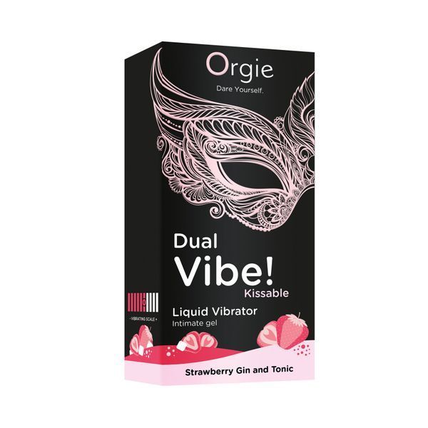 Рідкий вібратор Orgie Dual Vibe! Strawberry Gin & Tonic Kissable Полуниця і джинтонік Liquid Vibrator, 15 мл 326 фото