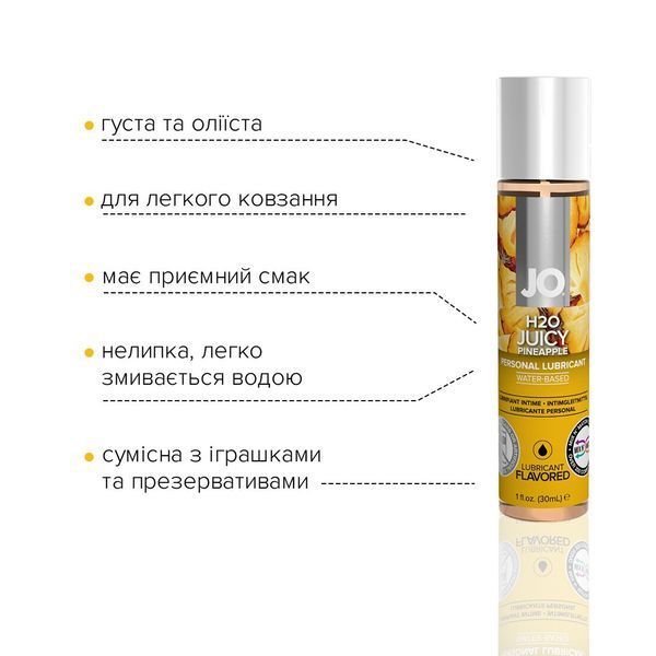 Змазка на водній основі JO H2O &mdash; Juicy Pineapple (30 мл) без цукру, рослинний гліцерин 296 фото